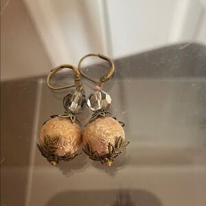 Elegant Peach Crystal Ball Drop Earrings - Women Jewelry
